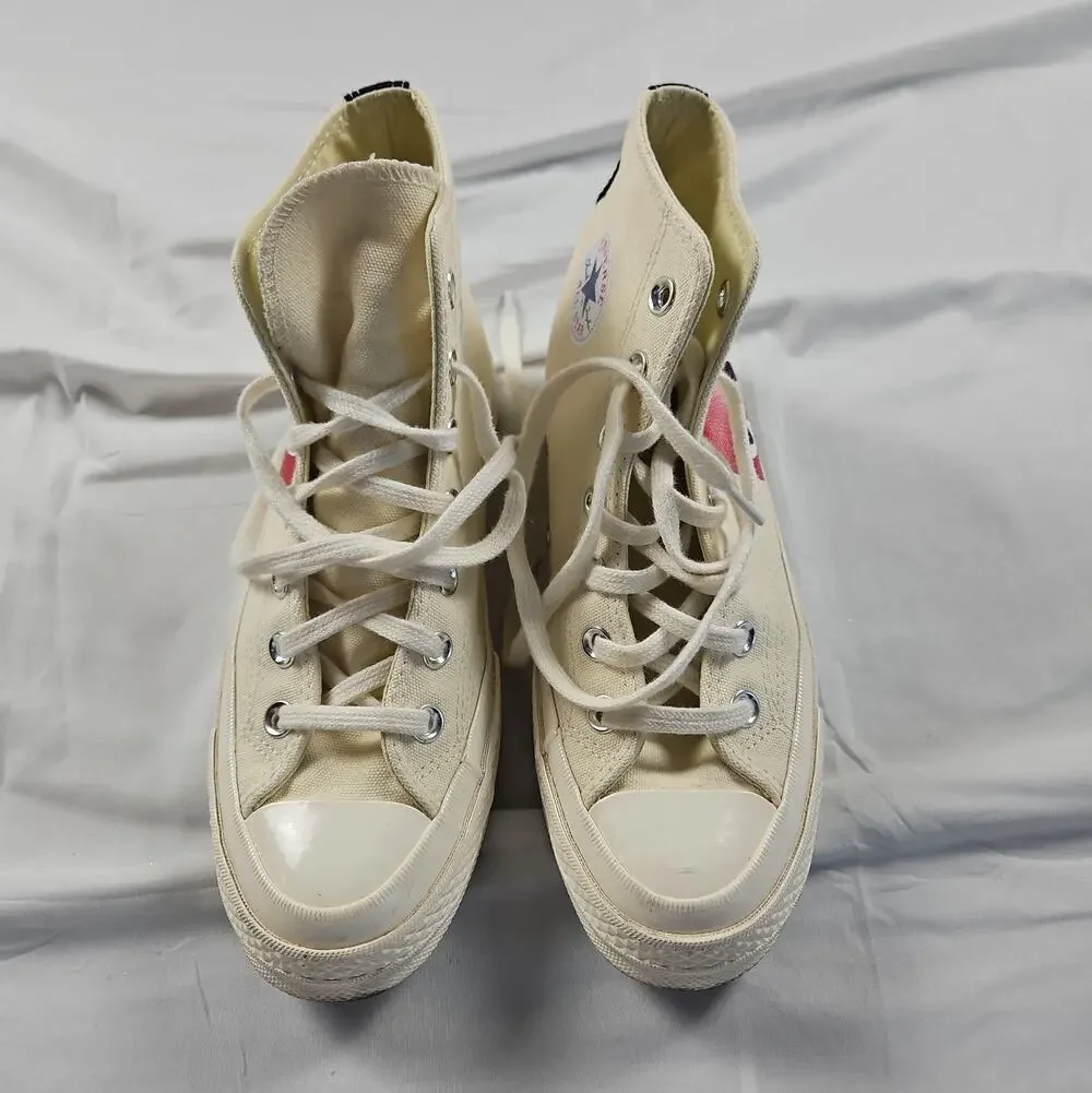 Unisex M4 W6 Chuck 70 High Milk White CDG Heart Sneakers by Converse